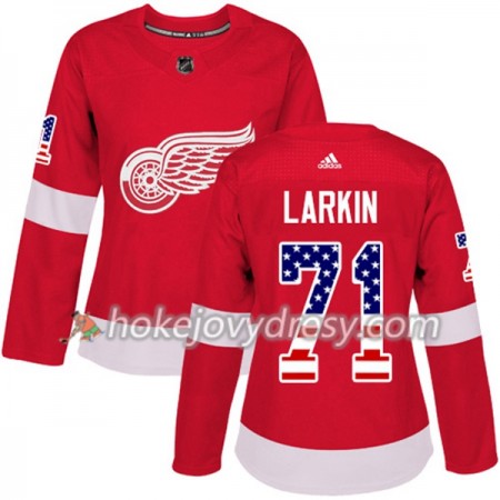 Dámské Hokejový Dres Detroit Red Wings Dylan Larkin 71 2017-2018 USA Flag Fashion Černá Adidas Authentic